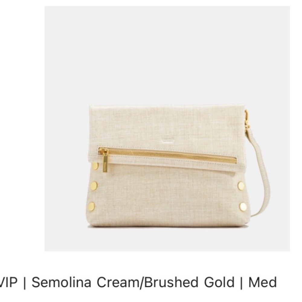 Hamitt Semolina Cream and Gold crossbody purse.